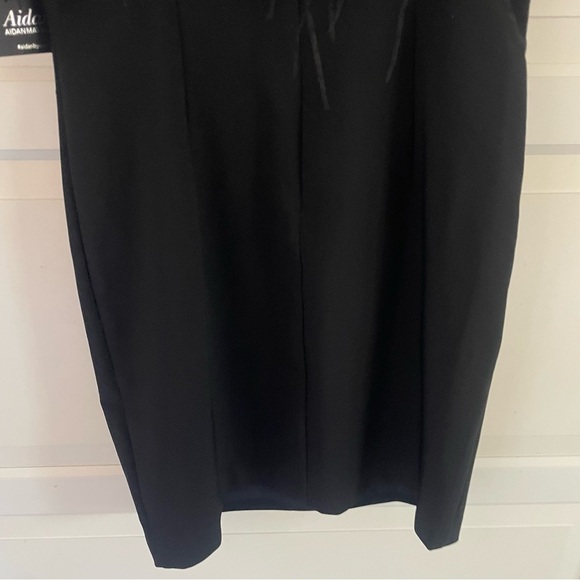 New! Aidan Mattox Black Mini Dress Bodycon Slip Feather Size 4 26741 - Picture 6 of 13